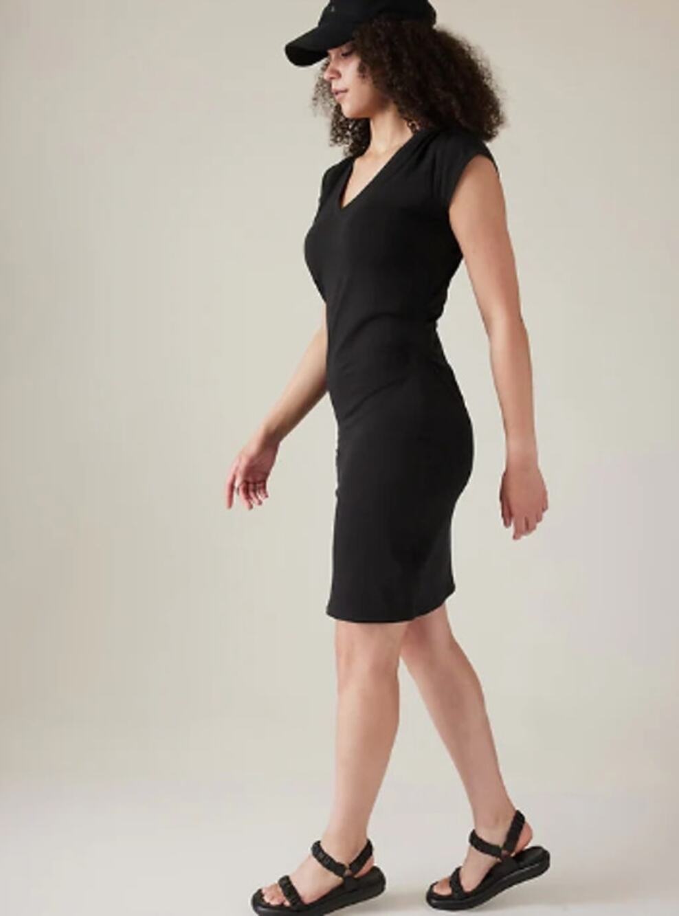 Athleta S black Effortless Tee Dress everyday classic comfort casual shirt curvy